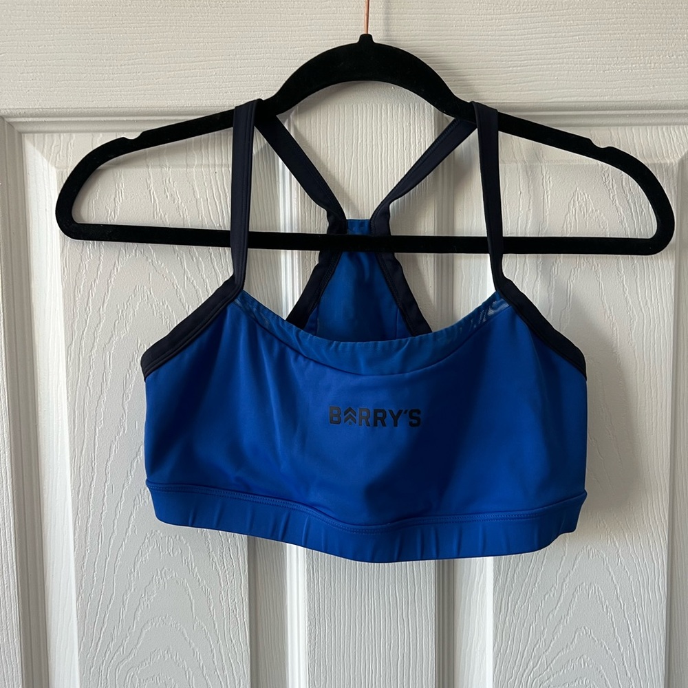 Blue Seamless Sports Bra with Cross-Back Design